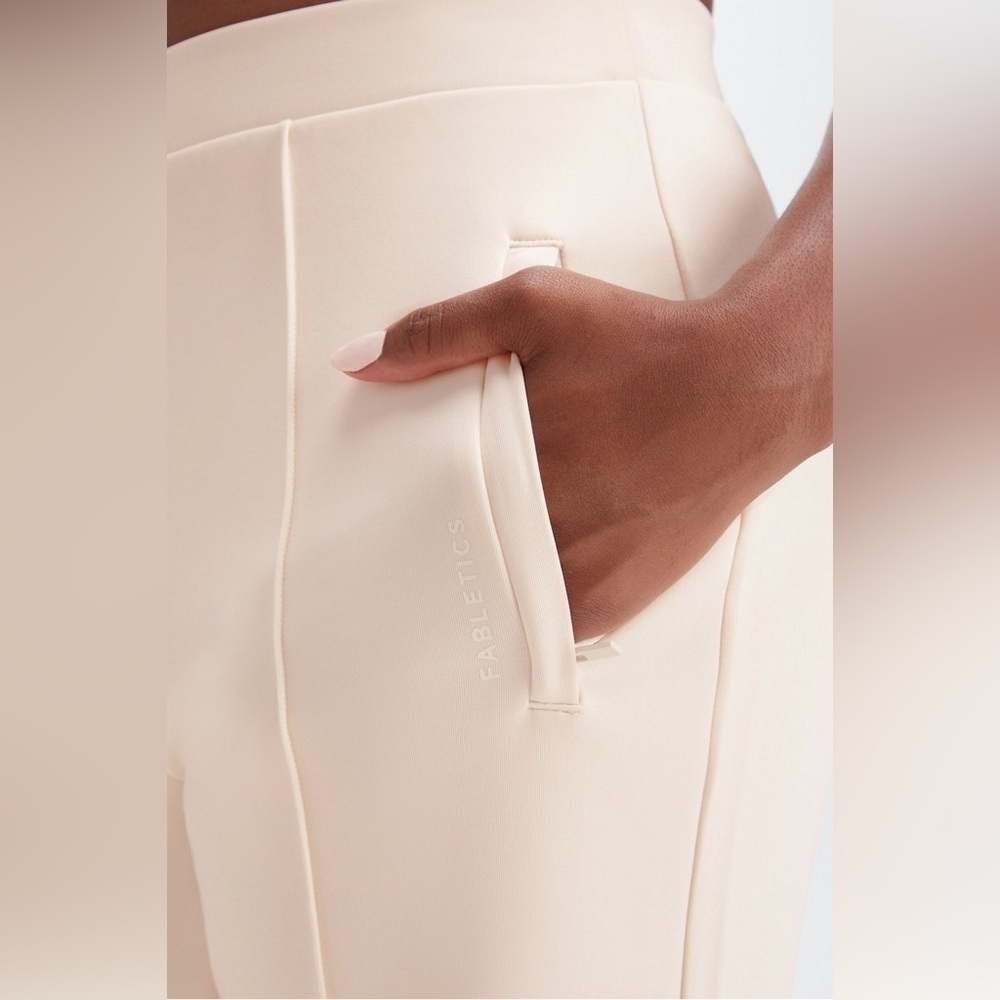Fabletics Plush Interlock Wide Leg Women's Cream Pants. XS - Picture 3 of 7